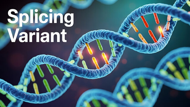 Dna double helix structure with colorful nucleotides splicing variant genetic code concept