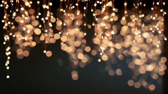 Sparkling golden festive background with lights