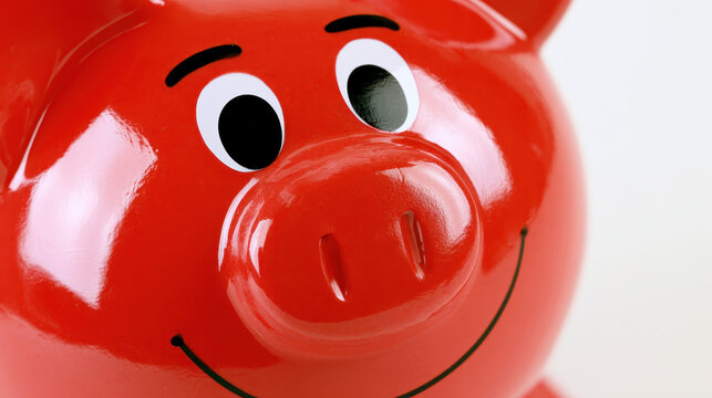 Happy red piggy bank