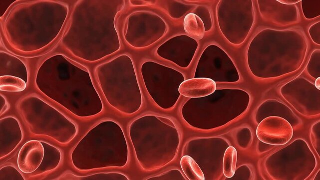 Red blood cells in circulation.