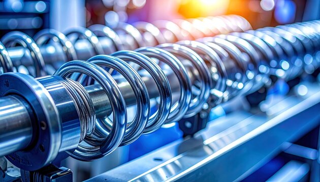 A close‑up of shiny metallic coil springs mounted on a mechanical structure, symbolizing precision engineering, craftsmanship, and intricate electronic or scientific components.