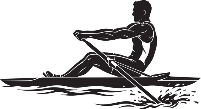 Rowing, athletic vector, rowing silhouette, sports icon, fitness illustration
