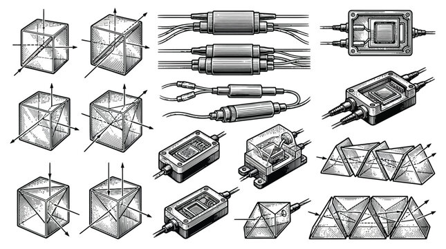 3d Wireframe Engineering Schematic Vector Illustration.