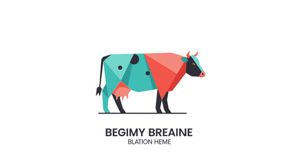 Abstract Geometric Cow Illustration, Polygonal Art Style, Modern Farm Animal Design © Dgyno