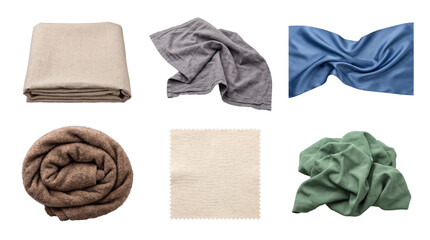 Diverse folded and rolled fabric materials on black background © HOAI PHAM