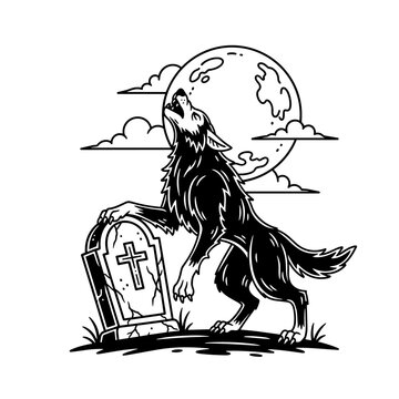 Wolf howling at the moon.