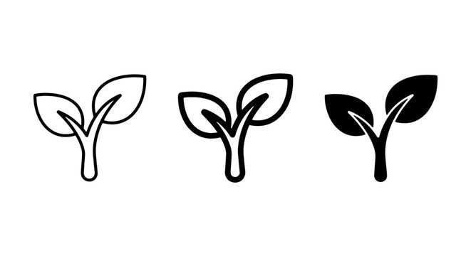 Seedling Icons, Sprout Vector Graphics, Growth Symbols. Simple Plant Icons, Organic Icons, Nature Icons, Eco Icons, Minimalist Icons.
