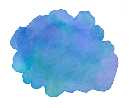 Abstract watercolor circle shape painted in blue tones