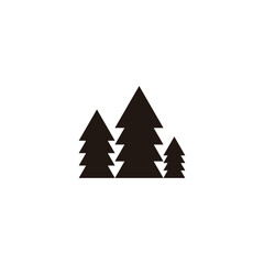Obraz premium Forest pines tree, three geometric symbol simple logo vector