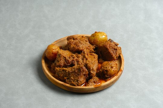 Traditional Indonesian rendang daging sapi, authentic beef curry food element