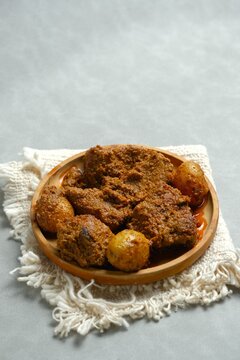Rendang sapi or beef rendang, traditional food from Minang Kabau, West Sumatera, indonesia.