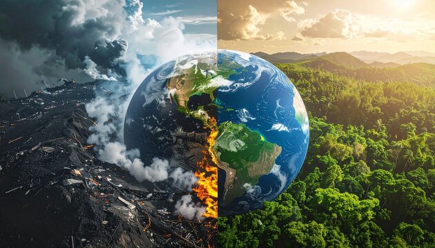 Earth split in two halves.