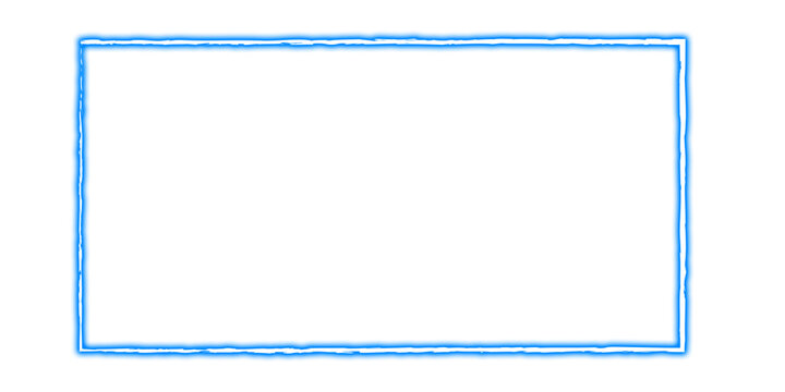 Bright blue and black rectangular border frame with white center rectangle isolated on a transparent background