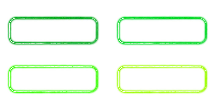 Four rectangular frames with rounded corners in shades of green and yellow isolated on a transparent background