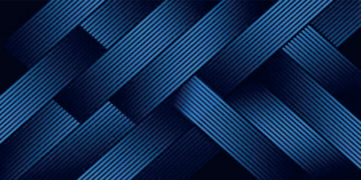Abstract geometric background with parallel metallic pinstripes on premium blue surface