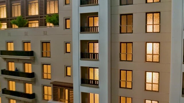 Architectural miniature scale model of a modern residential building.