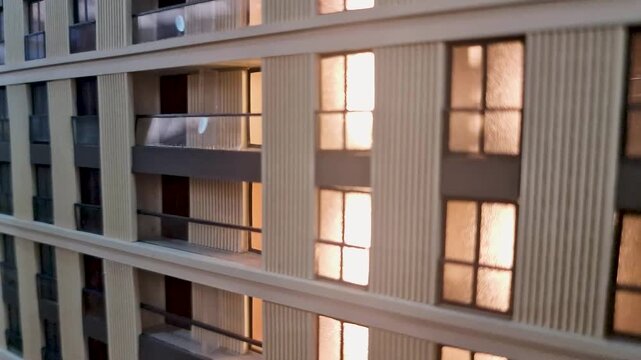 Architectural miniature scale model of a modern residential building.