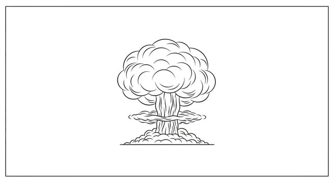 Nuclear Explosion Mushroom Cloud Outline Drawing