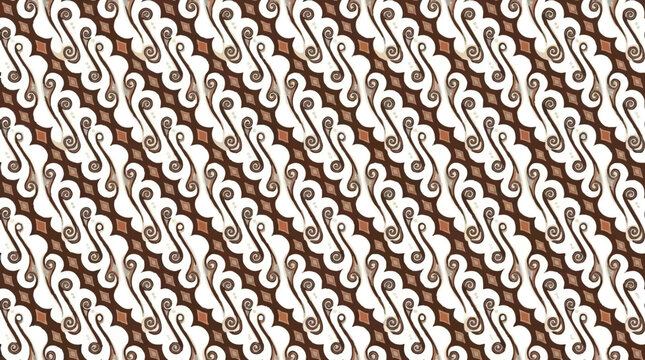 Traditional brown and white parang batik seamless pattern background