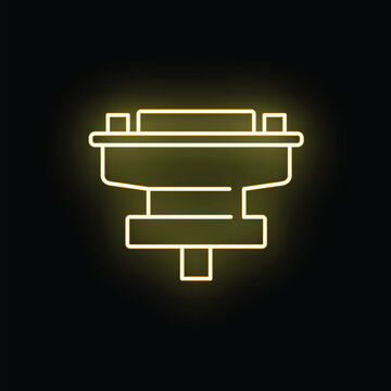 Dvi connector neon glowing line art icon on a black background illustrating technology concepts