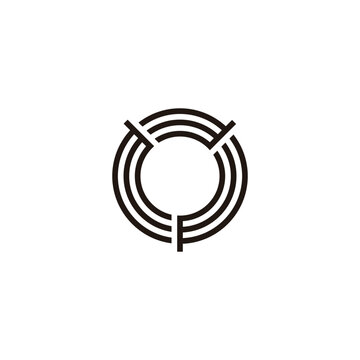 Letter Y O circle, rounded lines geometric symbol simple logo vector