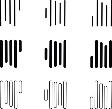Align line icon set with vertical alignment, bar and equalizer style symbols. Collection of solid and outline vector icons for UI, UX, apps, charts, graphs, typography, design and document layout
