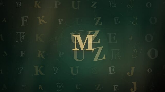 Emerald Gold Luxury Alphabet Monogram Pattern Background with Ornamental Motion