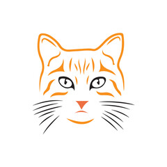 Fototapeta premium Cute orange cat head vector illustration for pet and animal design