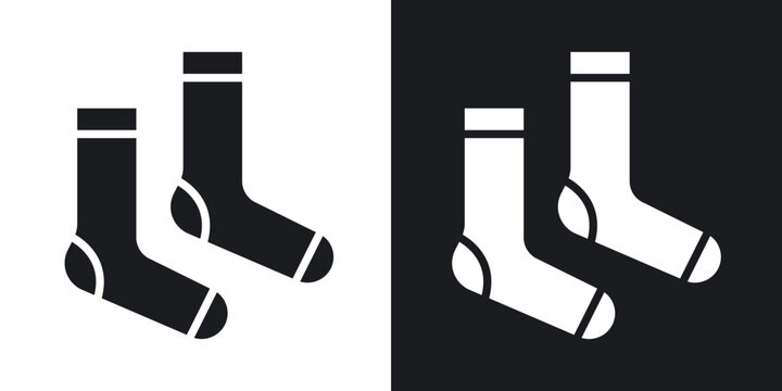 Women socks icons in solid black and white collection
