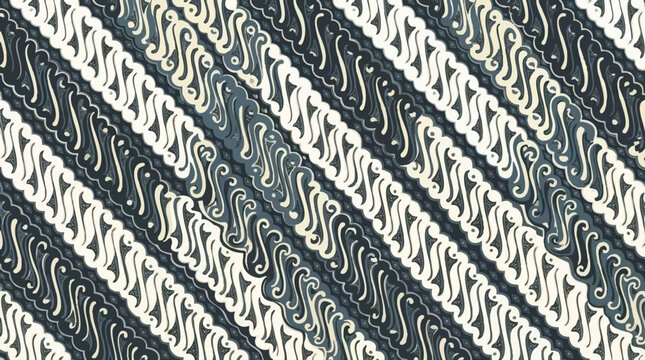 Traditional parang batik pattern in blue and cream