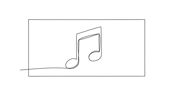 Minimalist Single Line Drawing of a Musical Note on White Background
