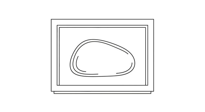 Abstract organic shape in a frame, minimalist line art, modern design element