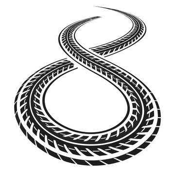 infinity tire track balck and white