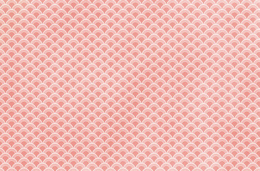 Seamless pink fish scale pattern. Mermaid texture wave motif isolated on transparent background PNG. © Hasanatun