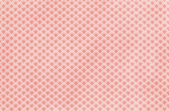Seamless pink fish scale pattern. Mermaid texture wave motif isolated on transparent background PNG.