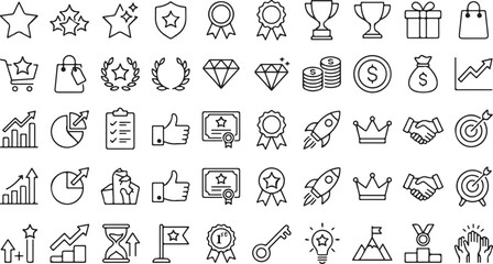 Naklejka premium Rating feedback review icon collection featuring customer satisfaction quality and evaluation symbols