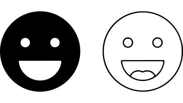 Positive Emoticon Icons Black and White Style