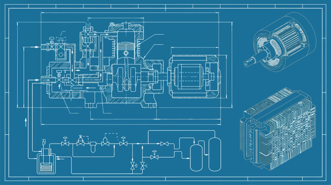 Cybersecurity lock with blueprint circuitry vector illustration.