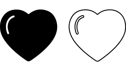 Obraz premium Minimalist Heart Icon Set In Black And White