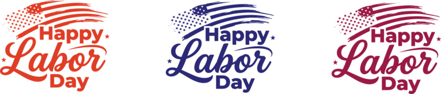 Happy labor day typography designs with american flag elements