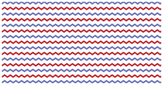 Abstract seamless pattern with alternating red and blue zig-zag lines ideal for patriotic or nautical themes.