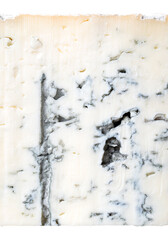 Obraz premium Surface of Gorgonzola Sharp or Piccante, close-up of Italian blue cheese made from cow's milk. Firmer variant, crumbly, longer aged, with dense, dark green-blue veins, and spicy, peppery taste. Photo