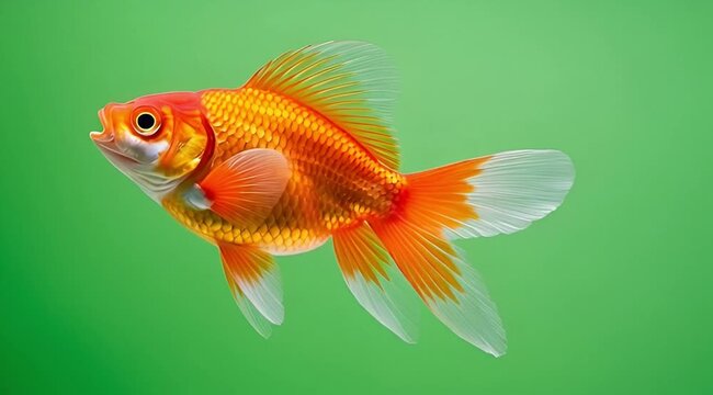 Goldfish swimming gently in clear water with soft green background and subtle light