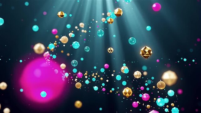 Luxury glowing particles animation, thousands of sparkling particles gently floating and swirling in dark elegant space. Extremely slow and smooth gentle motion with beautiful bokeh effect using elect