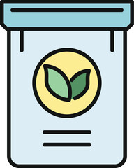Obraz premium Bag of organic fertilizer with leaves icon providing plant nourishment for agriculture