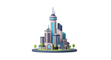Obraz premium Miniature 3d city skyline with futuristic skyscrapers