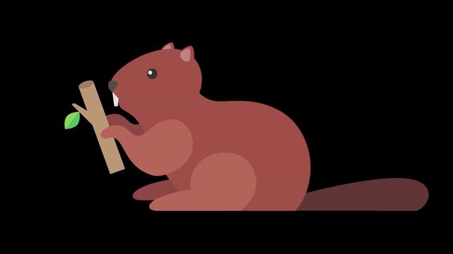 Cute Beaver with Branch