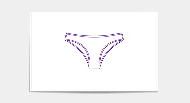 Minimalist Outline of a Thong Underwear on White Background