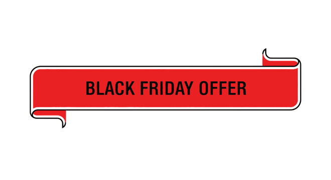 Red Ribbon Banner With Black Friday Offer Text