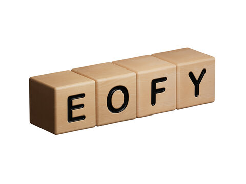 eofy word on wooden cubes.close up of wooden elements,Business Concept.Supports PNG files with transparent backgrounds.